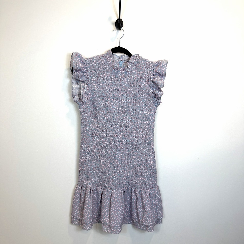 French Connection Lavender Ditsy Mini Dress with Ruffle Hem